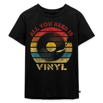 Alles wat je nodig hebt is Vinyl Retro Vintage Music - Kinderen Premium Bio T-shirt - zwart - Voor - Mikhail (115cm)