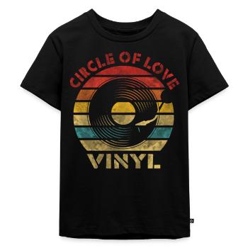 Circle of Love Vinyl Retro Vintage Muziek - Kinderen Premium Bio T-shirt - zwart - Voor - Mikhail (115cm)