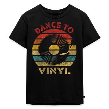 Dans op Vinyl Retro Vintage Music - Kinderen Premium Bio T-shirt - zwart - Voor - Mikhail (115cm)
