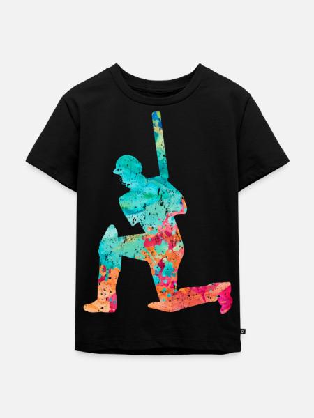 Cricket-Spieler in Popart - Kinder Premium Bio T-Shirt - Schwarz