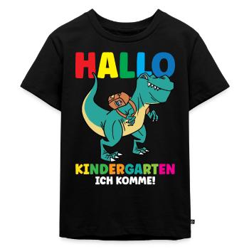 Hallo Kindergarten ich komme! - Kinder Premium Bio T-Shirt - Schwarz - Vorne - Mikhail (115cm)