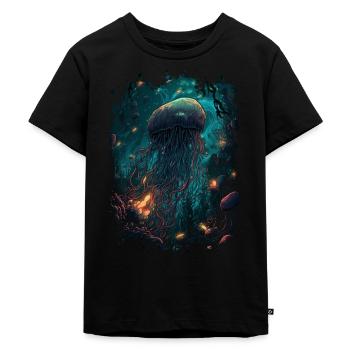 Qualle - Kinder Premium Bio T-Shirt - Schwarz - Vorne - Mikhail (115cm)