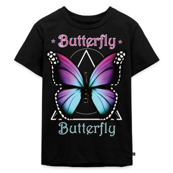 Purple Butterfly - Kinder Premium Bio T-Shirt - Schwarz - Vorne - Mikhail (115cm)