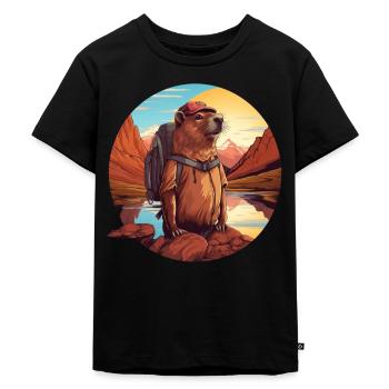 Cochons d’Inde Capybara en tournée - T-shirt Premium bio Enfant - noir - Devant - Mikhail (115cm)
