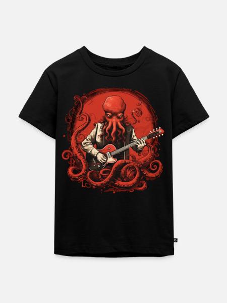 Musikalische Krake - Kinder Premium Bio T-Shirt - Schwarz