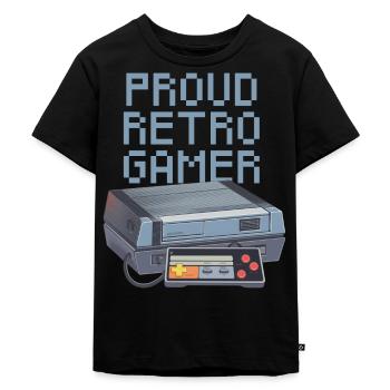 Stolzer Retro Gamer - leicht - Kinder Premium Bio T-Shirt - Schwarz - Vorne - Mikhail (115cm)