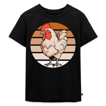 Huhn Henne - Kinder Premium Bio T-Shirt - Schwarz - Vorne - Mikhail (115cm)