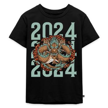 Année du Dragon 2024 - T-shirt Premium bio Enfant - noir - Devant - Mikhail (115cm)