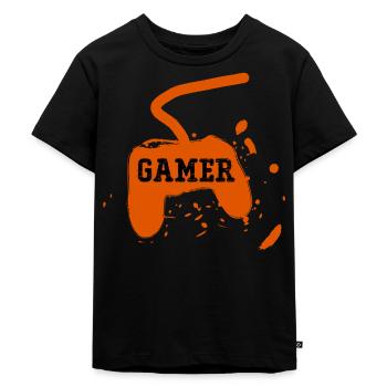 Gamer-Spielkonsole - Kinder Premium Bio T-Shirt - Schwarz - Vorne - Mikhail (115cm)
