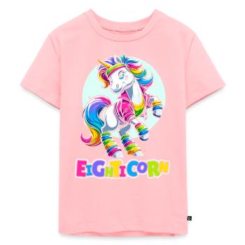 80s Achtziger Einhorn Eighticorn - Kinder Premium Bio T-Shirt - Rosa - Vorne - AI Model Kid Female (0cm)