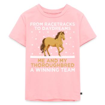 Thoroughbred Horse Racing Riding Equestian Horses - Kids Premium Organic T-Shirt - rose - Front - AI Model Kid Female (0cm)