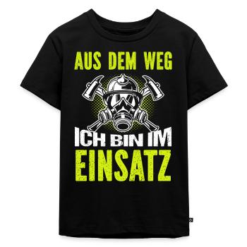 Firefighter Tshirt Firefighter Firefighter 112 - Kids Premium Organic T-Shirt - black - Front - Mikhail (115cm)