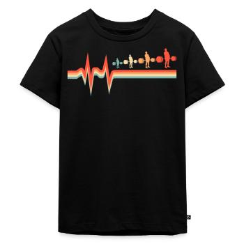Powerlifting Powerlifter ECG Heartbeat - T-shirt Premium bio Enfant - noir - Devant - Mikhail (115cm)