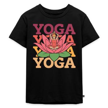 Yoga - Kinder Premium Bio T-Shirt - Schwarz - Vorne - Mikhail (115cm)