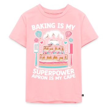 Backen ist meine Superpower Schürze ist mein Kapgebäck ba - Kinder Premium Bio T-Shirt - Rosa - Vorne - AI Model Kid Female (0cm)