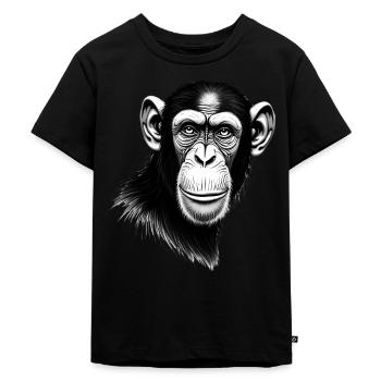 Chimpanzé Noir Blanc Tenue Motif Animalier Art - T-shirt Premium bio Enfant - noir - Devant - Mikhail (115cm)