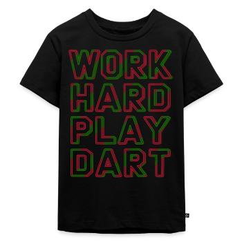 Work Hard Play Dart Dartsport - Kinder Premium Bio T-Shirt - Schwarz - Vorne - Mikhail (115cm)