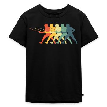 Fechten Fechtsport Grafik Retro Fechter - Kinder Premium Bio T-Shirt - Schwarz - Vorne - Mikhail (115cm)