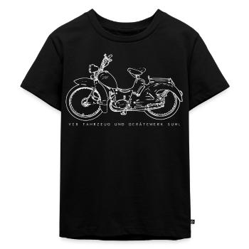 SIMSON - SR2 - DDR - VEB - Suhl - Kinder Premium Bio T-Shirt - Schwarz - Vorne - Mikhail (115cm)