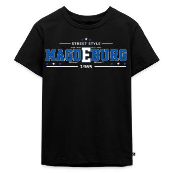 Magdeburg - Kinder Premium Bio T-Shirt - Schwarz - Vorne - Mikhail (115cm)