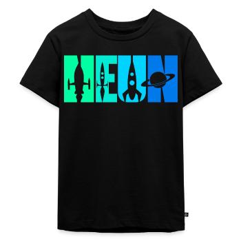 9. Geburtstag Junge 9 Jahre alt Rakete Raumschiff - Kinder Premium Bio T-Shirt - Schwarz - Vorne - Mikhail (115cm)
