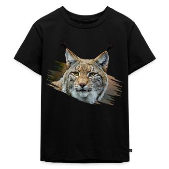 Luchs - Kinder Premium Bio T-Shirt - Schwarz - Vorne - Mikhail (115cm)