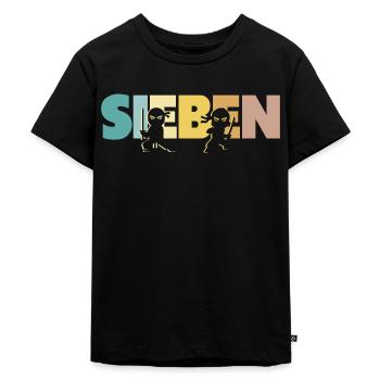 7. Geburtstag Junge 7 Jahre Kinder Ninja - Kinder Premium Bio T-Shirt - Schwarz - Vorne - Mikhail (115cm)