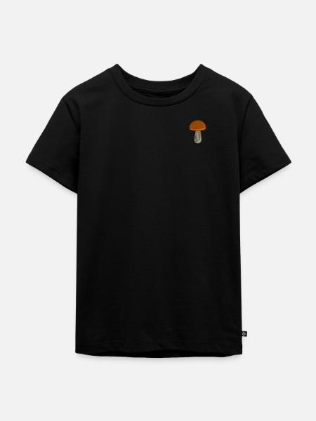 Pilz bestickt - Kinder Premium Bio T-Shirt - Schwarz