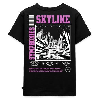 « Skyline Symphonies » Design streetwear - T-shirt Premium bio Enfant - noir - Dos - Mikhail (115cm)