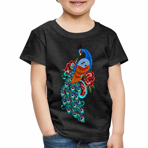 Farverig påfugl - Børne premium T-shirt