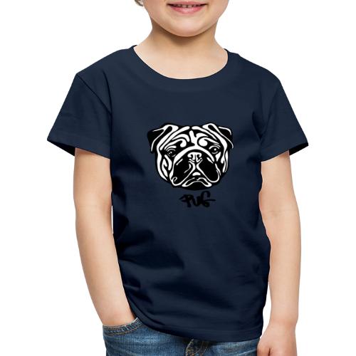 PUG WHITEbackground text - Kinder Premium T-Shirt