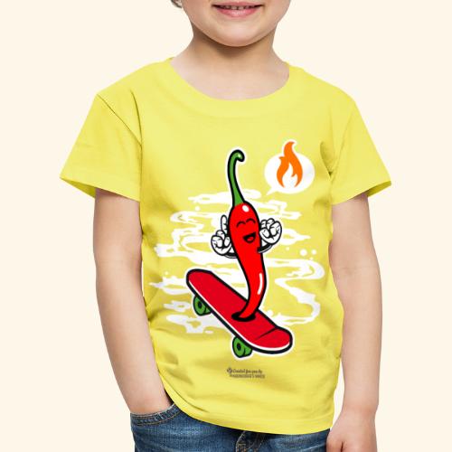 Chili Pepper Chillig auf Skateboard - Kinder Premium T-Shirt