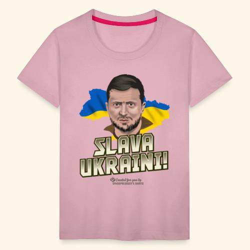 Zelensky Porträt und Slogan Ruhm der Ukraine - Kinder Premium T-Shirt