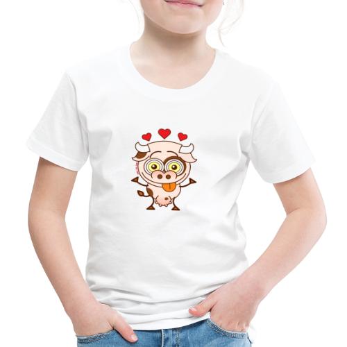 Cute cow falling madly in love - Kids' Premium T-Shirt