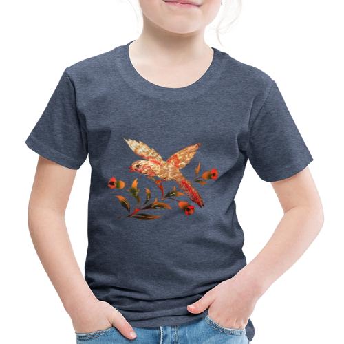 Vogel mit Blumen, Sommer, Frühling, Retro, Blüten - Kinder Premium T-Shirt