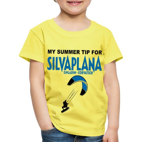 Mein Sommertip für Silvaplana, Kitesurfen. Engadin - Kinder Premium T-Shirt