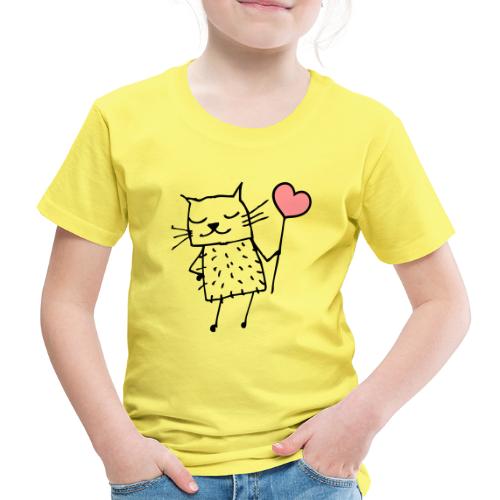 Katze mit Herz: Liebe - Kinder Premium T-Shirt