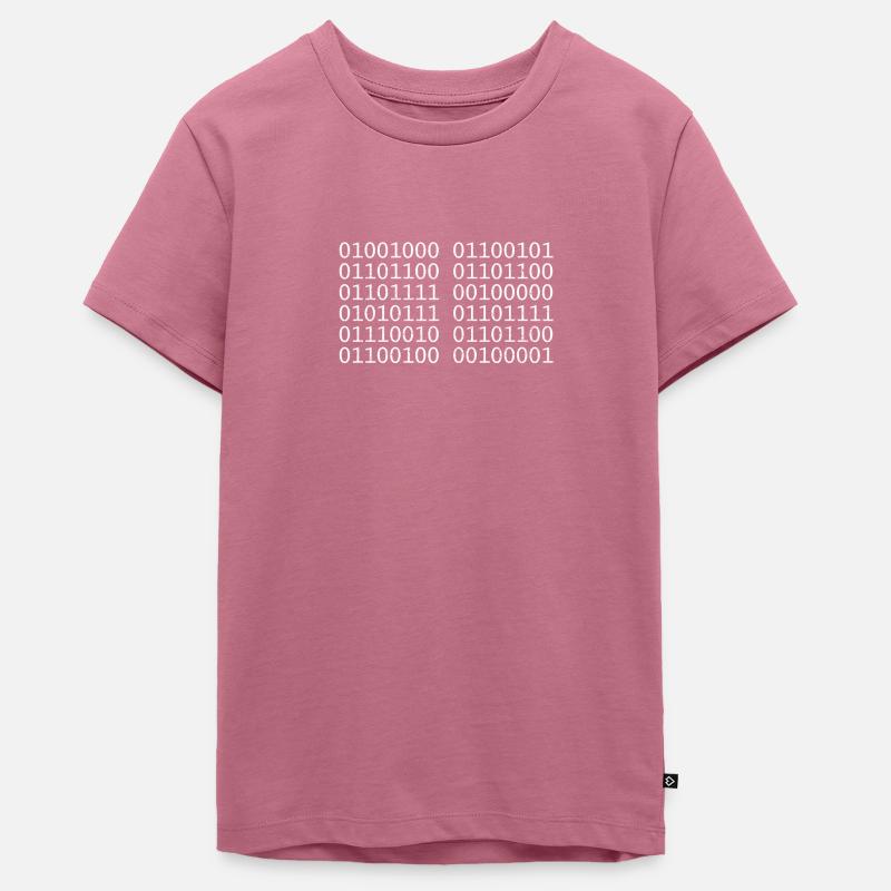 Hello World! Binary Unicode computer science - Teenager Premium Organic T-Shirt - mauve