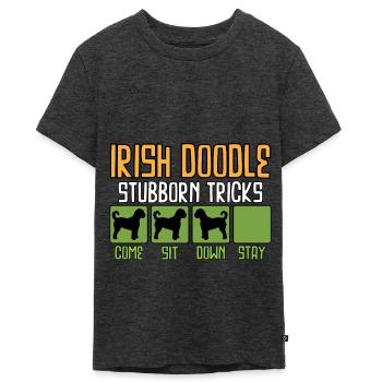 Irish Doodle Dog Saying Sayings Funny Funny - Teenager Premium Organic T-Shirt - heather anthracite - Front - AI Model Teenager Male light (155cm)
