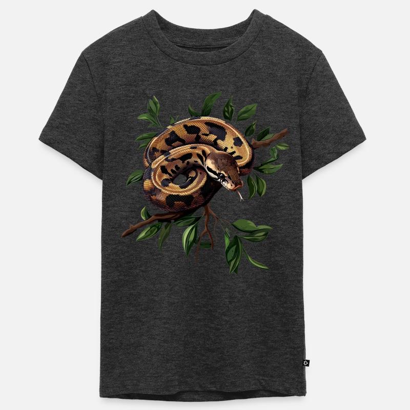 Königspython Schlangen Liebhaber Terrarium Python - Teenager Premium Bio T-Shirt - Anthrazit meliert