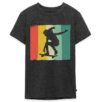 Skateboarding Skater Skateboard Skateboarder - Teenager Premium Bio T-Shirt - Anthrazit meliert - Vorne - AI Model Teenager Male light (155cm)