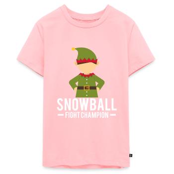 Onze Lutins de Noël bataille de boules de neige - T-shirt Premium bio Ado - rose - Devant