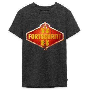 DDR FORTSCHRITT Ostalgie Vintage Logo - Teenager Premium Bio T-Shirt - Anthrazit meliert - Vorne - AI Model Teenager Male light (155cm)