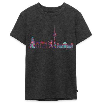 Berlin T-Shirt - Berlin Skyline Shirt - I Love - Teenager Premium Bio T-Shirt - Anthrazit meliert - Vorne - AI Model Teenager Male light (155cm)