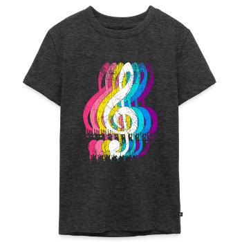 Musiker Notenschlüssel Violinschlüssel Musik - Teenager Premium Bio T-Shirt - Anthrazit meliert - Vorne - AI Model Teenager Male light (155cm)
