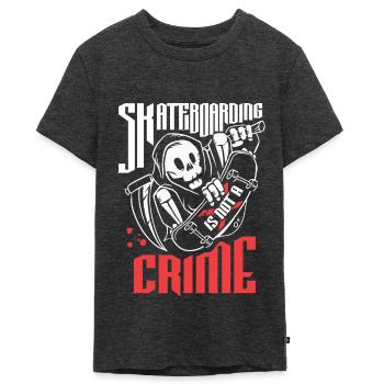 Skateboarding Skateboarding is not a crime - Teenager Premium Organic T-Shirt - heather anthracite - Front - AI Model Teenager Male light (155cm)