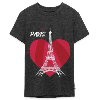 Cœur Touristique Tour Eiffel Souvenir de France - T-shirt Premium bio Ado - anthracite chiné - Devant - AI Model Teenager Male light (155cm)