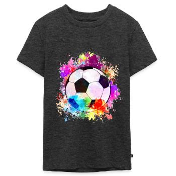Tshirt Football Hommes Femmes Football Football - T-shirt Premium bio Ado - anthracite chiné - Devant - AI Model Teenager Male light (155cm)