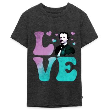 Edgar Allan Poe English Literature LOVE - Teenager Premium Organic T-Shirt - heather anthracite - Front - AI Model Teenager Male light (155cm)