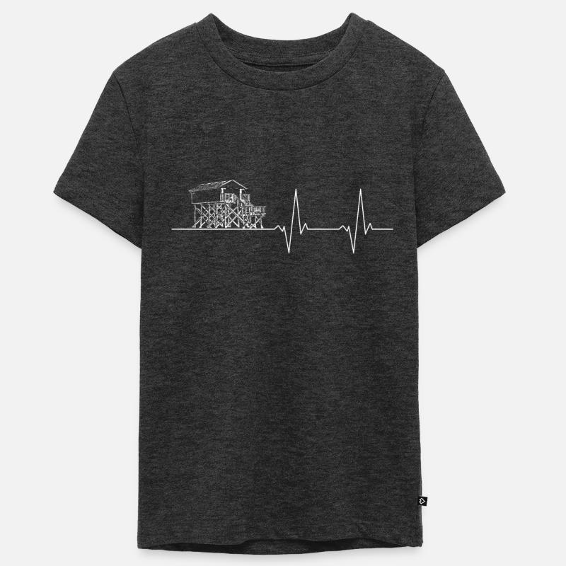 Construction de pieux de ligne d'impulsion blanc - T-shirt Premium bio Ado - anthracite chiné